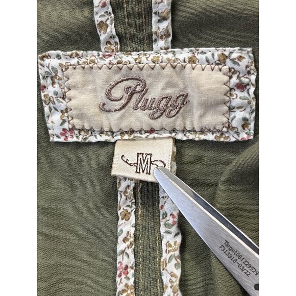 Plugg Y2K Blazer Womens Medium Green Military Utility Patch Sleeve 90s Grunge - Picture 8 of 13